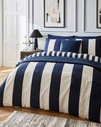 Joanna Hope Stripe Duvet Set White/Navy - Joanna Hope - Size: SINGLE - thumbnail 3