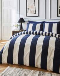 Joanna Hope Stripe Duvet Set White/Navy - Joanna Hope - Size: SINGLE - thumbnail 1
