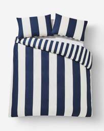 Joanna Hope Stripe Duvet Set White/Navy - Joanna Hope - Size: SINGLE - thumbnail 2