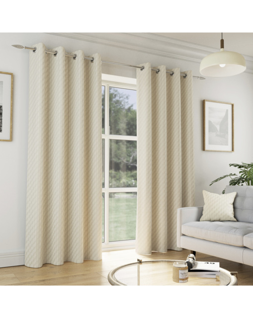 Tokyo Velvet Eyelet Curtains Cream - Enhanced Living - Size: 229 x 229cm - image 1