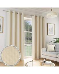 Tokyo Velvet Eyelet Curtains Cream - Enhanced Living - Size: 229 x 229cm - thumbnail 4