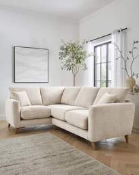 Beckett Chenille Left Hand Corner Sofa Cream - JD Williams