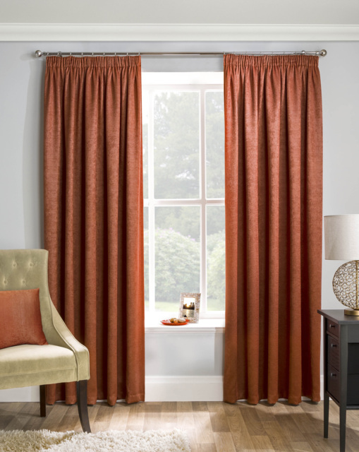 Matrix Pencil Pleat Thermal Curtain Orange - Enhanced Living - Size: 167 x 183cm - image 1