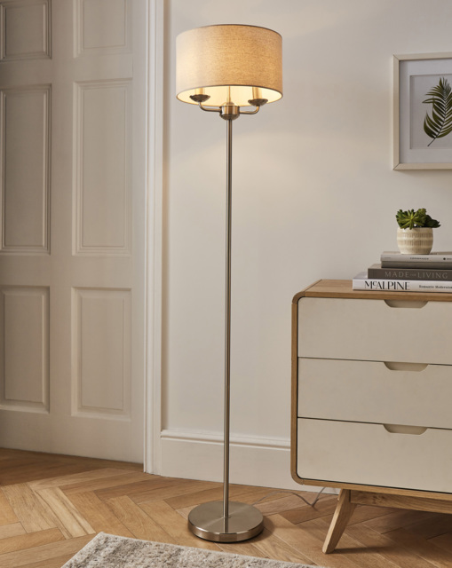 Fulford Brushed Floor Lamp Silver - Searchlight - image 1