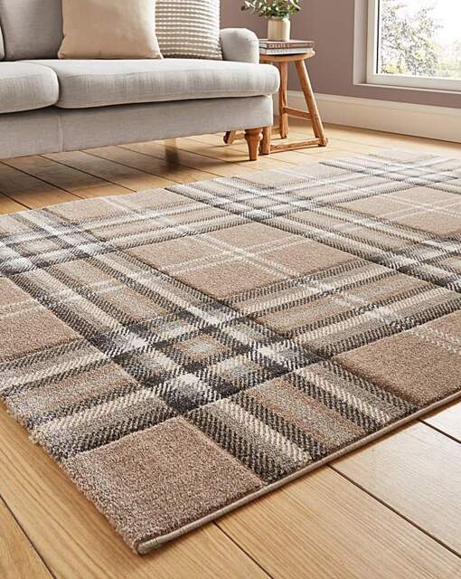 Catherine Lansfield Kelso Check Rug Beige - Catherine Lansfield - Size: 80X150 - image 1