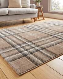 Catherine Lansfield Kelso Check Rug Beige - Catherine Lansfield - Size: 80X150 - thumbnail 1