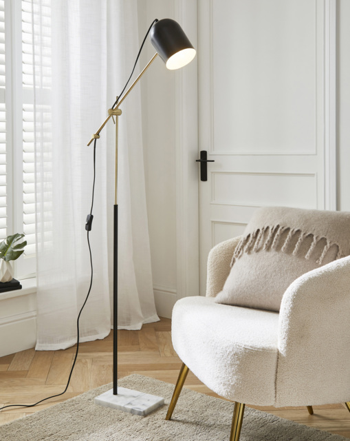 Emery Marble Base Floor Lamp Black - Searchlight - image 1