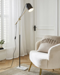 Emery Marble Base Floor Lamp Black - Searchlight - thumbnail 1