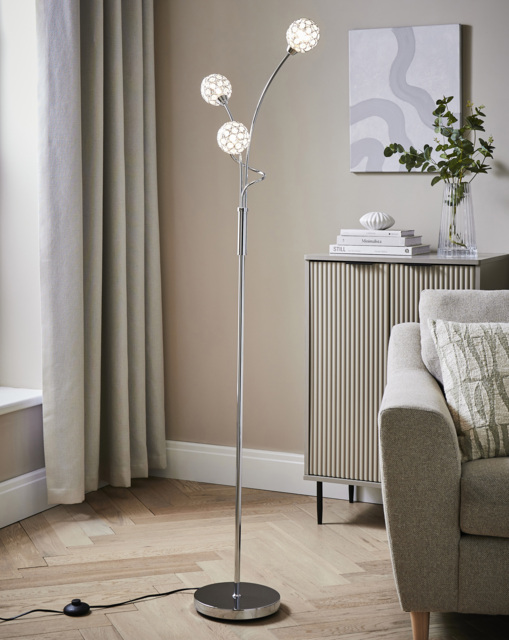 3 Light Acrylic Chrome Floor Lamp Chrome - Searchlight - image 1