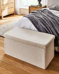 Teddy Boucle Foldable Storage Ottoman Cream - JD Williams - thumbnail 2