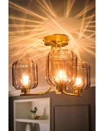 Amelie Gold 3 Arm Ceiling Light Gold - ValueLights - thumbnail 1