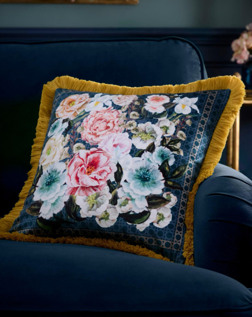 LLB Bouquet List Filled Cushion Blue - Laurence Llewelyn-Bowen - Size: 43X43CM - image 1