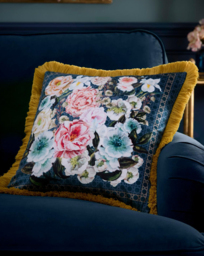 LLB Bouquet List Filled Cushion Blue - Laurence Llewelyn-Bowen - Size: 43X43CM - thumbnail 1