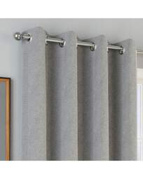 Chester Herringbone Eyelet Curtains Grey - Enhanced Living - Size: 229 x 229cm - thumbnail 2