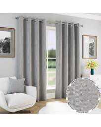 Chester Herringbone Eyelet Curtains Grey - Enhanced Living - Size: 229 x 229cm - thumbnail 4