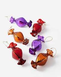 Set of 6 Glass Sweet Baubles Multi - FESTIVE - thumbnail 2