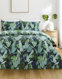 Tropical Leaf Duvet Cover Set Green - JD Williams - Size: SINGLE - thumbnail 1