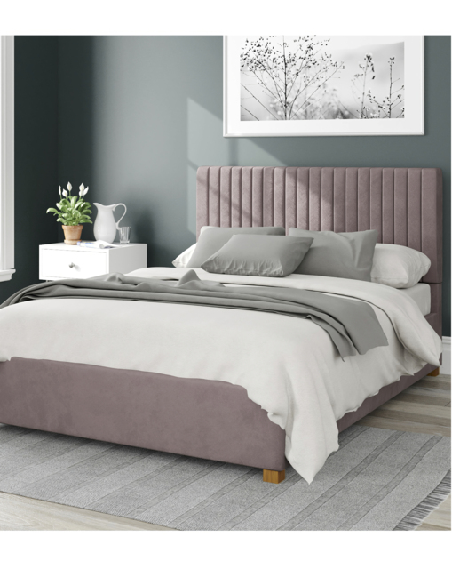 Aspire Grant Velvet Ottoman Bed Blush - Aspire - Size: DOUBLE