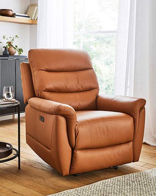 Dunne Faux Leather Power Recliner Chair TAN - JD Williams - image 1