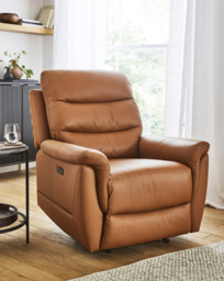 Dunne Faux Leather Power Recliner Chair TAN - JD Williams