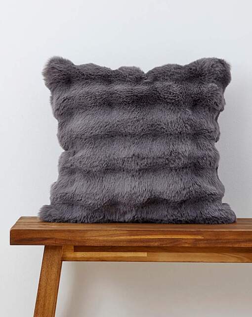 Bubble Faux Fur Cushion - Charcoal Charcoal - JD Williams - Size: 45X45CM