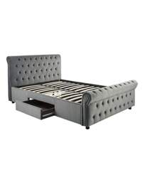 Kingston Velvet Storage Bed Frame Charcoal - JD Williams - Size: KINGSIZE - thumbnail 4