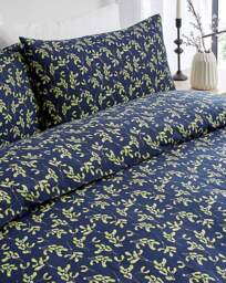 Christmas Mistletoe Duvet Cover Set Navy/Green - JD Williams - Size: SINGLE - thumbnail 1