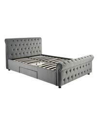 Kingston Velvet Storage Bed Frame Charcoal - JD Williams - Size: DOUBLE - thumbnail 2