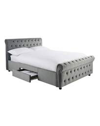 Kingston Velvet Storage Bed Frame Charcoal - JD Williams - Size: DOUBLE - thumbnail 3
