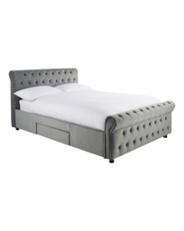 Kingston Velvet Storage Bed Frame Charcoal - JD Williams - Size: DOUBLE - thumbnail 1