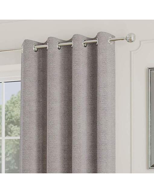 Royal Luxury Boucle Eyelet Curtains Silver - Enhanced Living - Size: 167 x 137cm - image 1