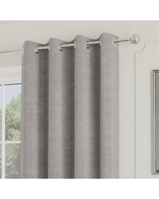 Royal Luxury Boucle Eyelet Curtains Silver - Enhanced Living - Size: 167 x 137cm - image 1