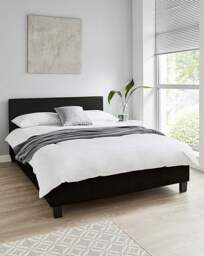 Hayden Faux Leather Bed with Mattress Black - Size: SINGLE - thumbnail 4