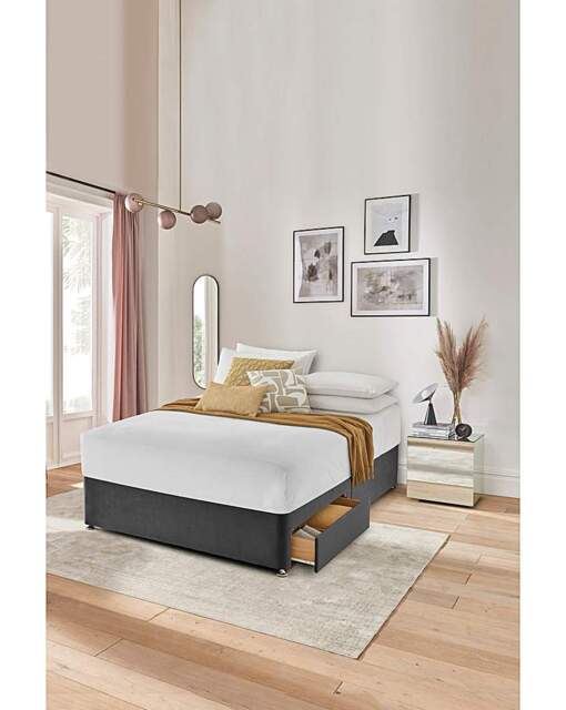 Silentnight Velvet 2 Drawer Divan Base Charcoal - Silentnight - Size: DOUBLE - image 1