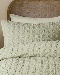 Serene Embossed Grid Duvet Cover Set Green - Serene - Size: SINGLE - thumbnail 2
