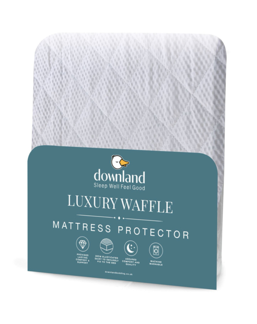 Downland Waffle Mattress Protector White - Downland - Size: SINGLE - image 1