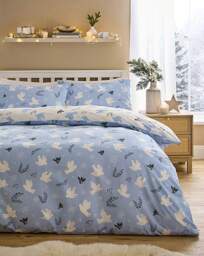 Peaceful Festive Doves Duvet Set Blue - JD Williams - Size: S KING - thumbnail 2