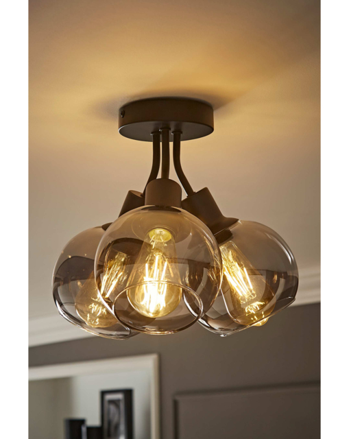 Bellamy Black Glass Bubble Ceiling Light Black - ValueLights - image 1