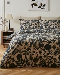 Silhouette Floral Duvet Set Oyster/Black - JD Williams - Size: SINGLE - thumbnail 1