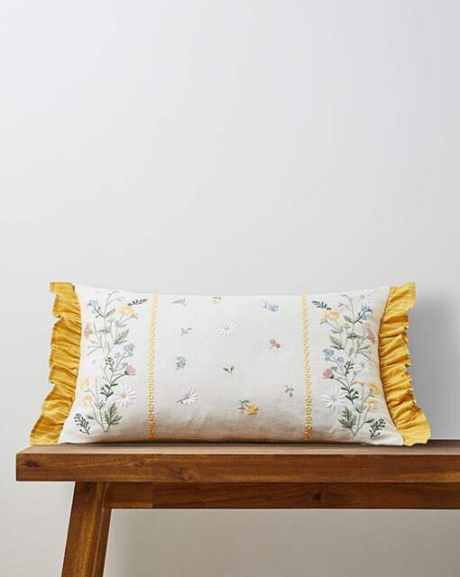 Olivia Floral Ruffle Boudoir Cushion Multi - JD Williams - Size: 30X50 - image 1