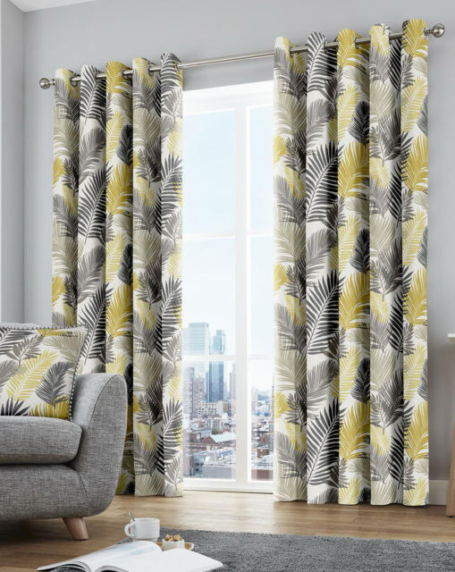 Tropical Eyelet Curtains in Multi Ochre - Fusion - Size: 168 x 229cm - image 1