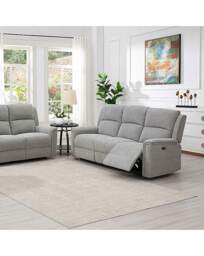Croston Recliner Three Seater Sofa Light Grey - thumbnail 2
