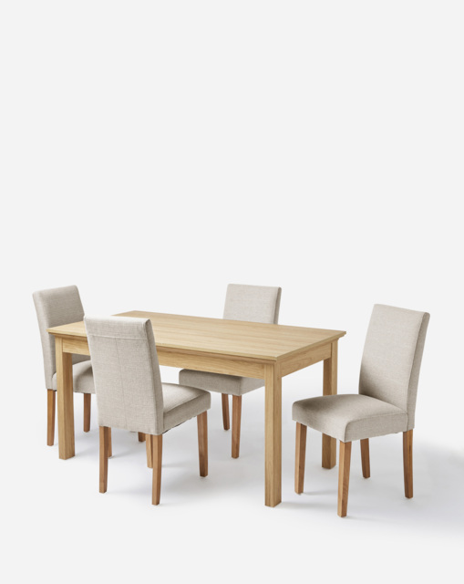 Julipa Ashford Table 4 Seater Set Oak/Taupe - Joanna Hope - image 1