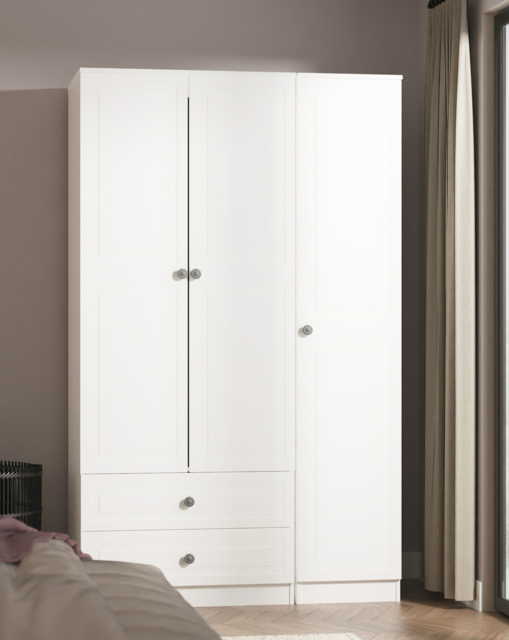 Richmond Triple Wardrobe 2 Drawers White - Welcome - image 1