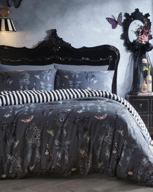 Fusion Bows Noir Duvet Cover Set Grey - Fusion - Size: DOUBLE - image 1