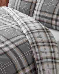 CL Kelso Check Duvet Cover Set CHAR Charcoal - Catherine Lansfield - Size: SINGLE - thumbnail 2