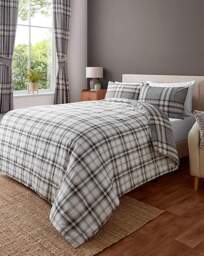 CL Kelso Check Duvet Cover Set CHAR Charcoal - Catherine Lansfield - Size: SINGLE - thumbnail 5