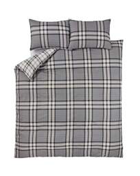 CL Kelso Check Duvet Cover Set CHAR Charcoal - Catherine Lansfield - Size: SINGLE - thumbnail 3