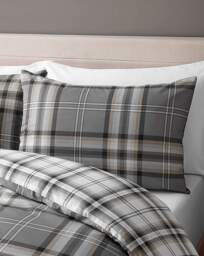 CL Kelso Check Duvet Cover Set CHAR Charcoal - Catherine Lansfield - Size: SINGLE - thumbnail 4