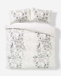 Greyscale Bird Cotton Duvet Cover Set Grey - JD Williams - Size: KING - thumbnail 2